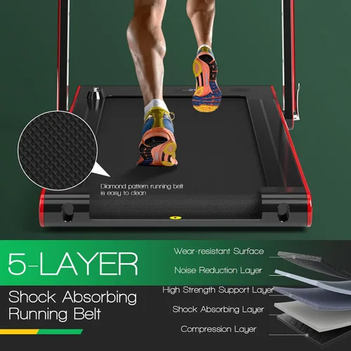 Miniatura 5 de GYMAX Caminadora 2 en 1 para debajo del escritorio, máquina de correr plegable con pantalla LED doble, aplicación y control remoto, almohadilla