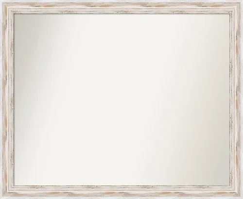 Miniatura 345 de Amanti Art Espejo de baño blanco para sobre el fregadero, 30 x 35 pulgadas, espejo de tocador rectangular estrecho de Eva de oro blanco, marco