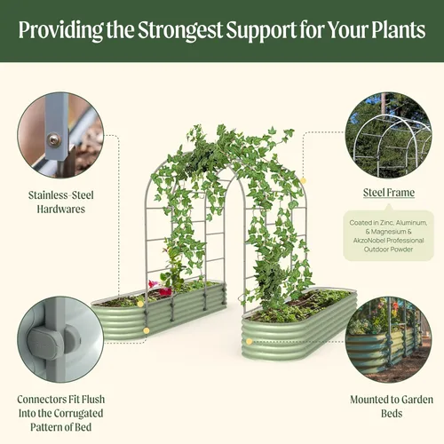 Miniatura 5 de Vego Garden Sistema de Enrejado Modular de Arco de Sección Única de 3.0' de Largo para Cama de Jardín de 2.0' x 5.0' (4 en 1), 3.5' x 5.0' (6 en 1)