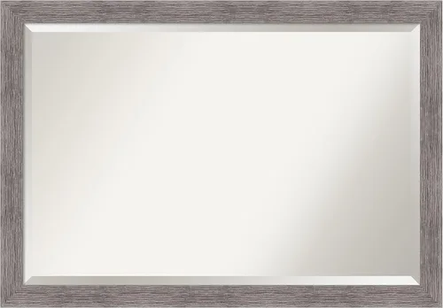 Miniatura 14 de Amanti Art Espejo de baño gris para sobre el fregadero, espejo rectangular gris rústico de corteza de 25 x 21 pulgadas, marco rústico de campo