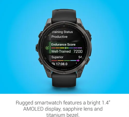 Miniatura 4 de Garmin Fenix 8 Premium - Reloj inteligente multideporte GPS para correr, 47 mm AMOLED, clasificado para buceo, linterna incorporada Titanio DLC