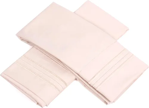 Sweet Home Collection Funda de almohada de bolsillo profundo de calidad egipcia serie 1500, tamaño King, color beige