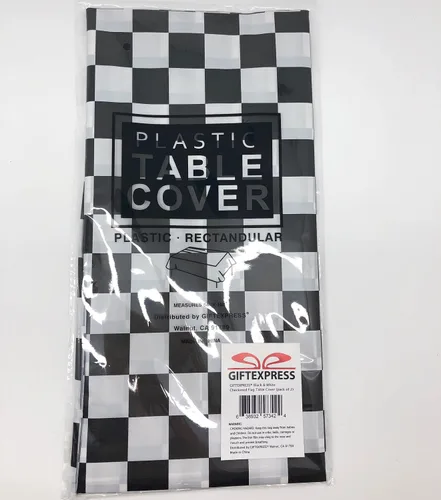 Miniatura 6 de Mantel desechable para fiestas con motivo de bandera de meta de carreras de automovilismo, a cuadros negros y blancos, de GIFTEXPRESS® (paquete de 2)