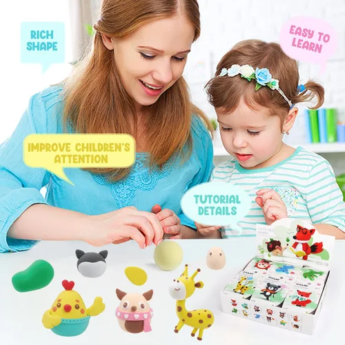 Miniatura 2 de LOUFOR Kits de arcilla de secado al aire – Arcilla de modelado para niños, ultraligera y suave, segura y no tóxica, 12 cajas de arcilla mágica