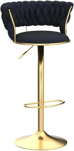 Miniatura 5 de Juego de 2 taburetes de bar giratorios de terciopelo, taburete de bar ajustable con respaldo tejido, sillas de comedor tapizadas, taburetes de bar