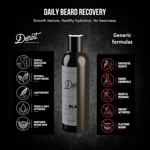 Miniatura 3 de Detroit Grooming Co. Acondicionador de barba con extracto de manzana y aloe vera, suavizante, desenredante e hidratante para barba, edición negra