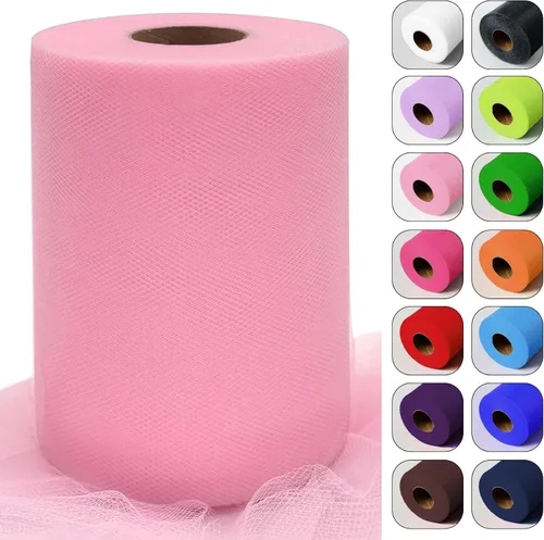 Miniatura 34 de Rollos de tela de tul verde ácido de 6 pulgadas por 100 yardas (300 pies) Cinta de tul para tutú, falda, envoltorio de regalo, decoración de boda