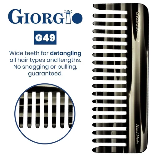 Miniatura 4 de Giorgio G49 Graphite, peine grande para desenredar el cabello, dientes anchos para cabello grueso, rizado y ondulado. Peine desenredante
