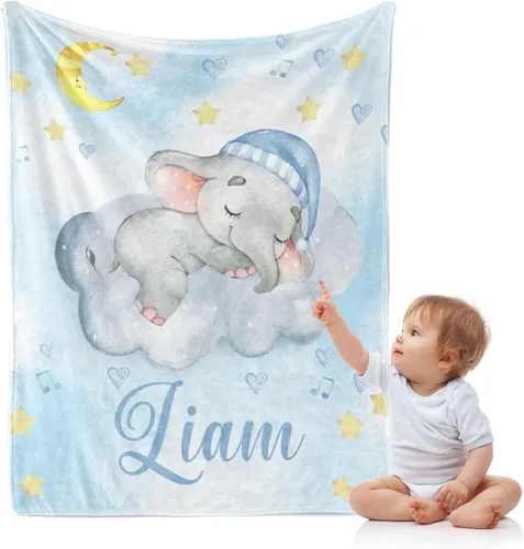 Miniatura 25 de J&SBGFT Manta de bebé personalizada para niños, personalizada con nombre, manta de recepción para niños pequeños, niños, cuna, cochecito, decoración