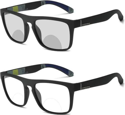 laureles Gafas de lectura bifocales lentes fotocromáticas para hombre, gafas de sol de transición deportivas cuadradas para lectores
