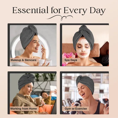 Miniatura 7 de Lili&James Toalla Envolvente de Algodón para el Cabello para Mujeres/Niños Secado Rápido, Suave y Absorbente 420 GSM Toallas Envolventes
