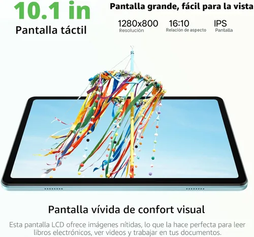 Miniatura 3 de Tablet de 10.1 pulgadas, tableta Android 15 con funda, 24 GB de RAM + 64 GB de ROM 1 TB expandible, pantalla táctil HD IPS de 1280 x 800, batería