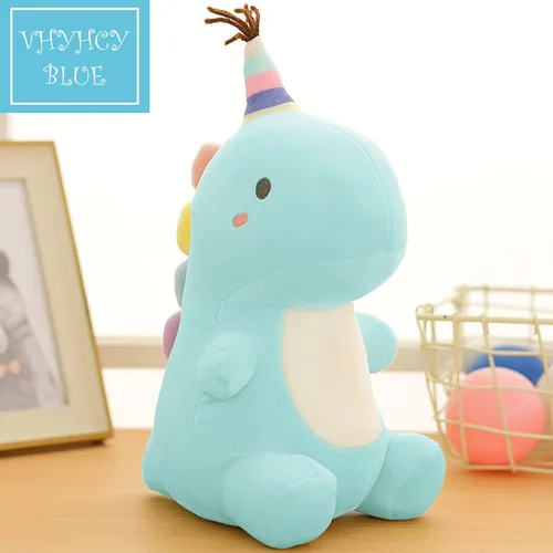 Miniatura 2 de Juguetes de peluche de animales, diseño de dinosaurio suave, para regalo, niños y niñas (azul, 13.8 pulgadas)