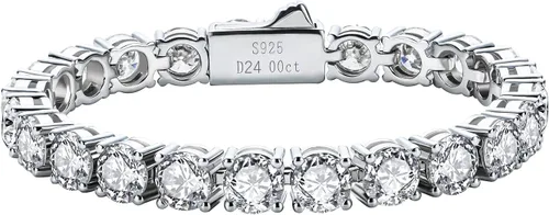 Miniatura 8 de AnuClub 11.1CT-32CT Moissanite Tennis Bracelet 925 Sterling Silver Round Cut 4MM/6.5MM D Color VVS1 Moissanites Classic Bracelets for Women Men