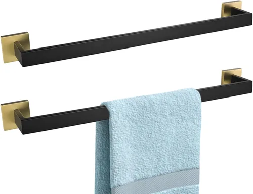 Miniatura 69 de LANC 2 paquetes de barras de toalla de baño de 16 pulgadas, total de 18 estantes cuadrados para toallas de baño, soportes para toallas de mano