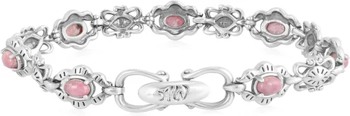 Miniatura 52 de American West Jewelry Pulsera de plata de ley con piedras preciosas de eslabones de concha, tallas pequeñas a grandes
