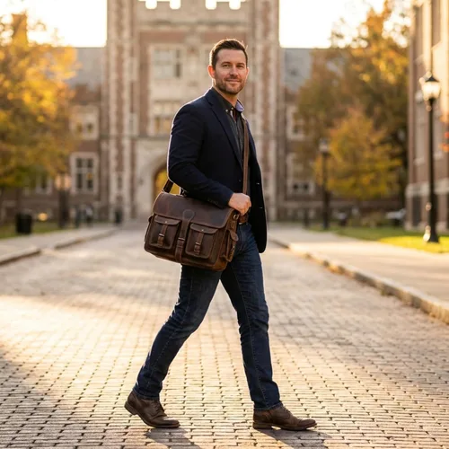 Miniatura 2 de Maletín de cuero para hombres y mujeres, bolso cruzado de cuero genuino marrón oscuro, bolsa de oficina para hombres y mujeres, 18 pulgadas