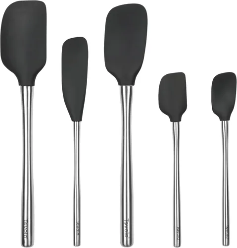 Miniatura 14 de Tovolo Juego de utensilios de silicona de 5 piezas (aguamarina clara): espátula, cuchara, raspador de tarros, mini espátula y mini cuchara Agua claro
