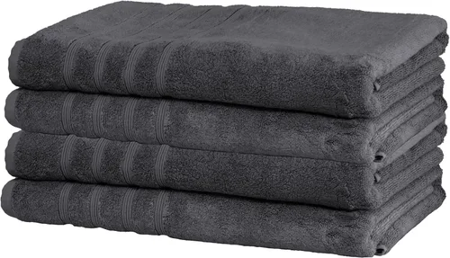 Miniatura 29 de Mosobam Juego de 4 toallas turcas de lujo de 35 x 70 pulgadas, color gris claro (gris), viscosa de bambú de 24.69 oz/m² y algodón peinado turco