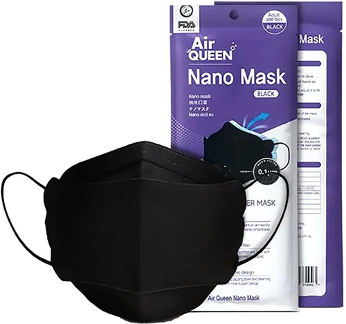 NU-SET Black AirQueen - Máscara de seguridad facial con filtro de fibra nano para adultos, empaquetada individualmente, fabricada en Corea