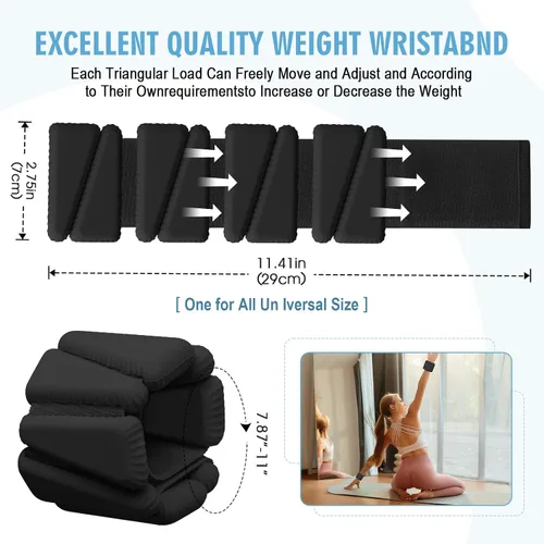 Miniatura 2 de Pesas para Muñeca, Pesas Ajustables para Muñeca y Tobillo para Mujeres, Juego de 2 (1 libra Cada Una), Pulseras con Pesos para Caminar, Yoga, Danza