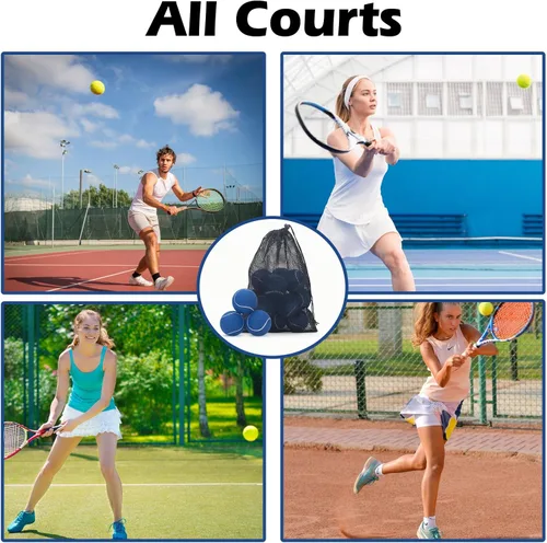 Miniatura 7 de SUNEZLGO Paquete de 12 pelotas de tenis, pelotas de tenis de entrenamiento de presión avanzadas, pelotas de tenis para perros, tenis grueso con Azul