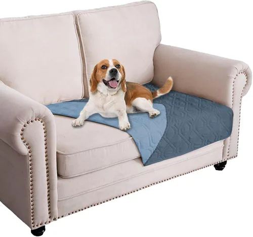 Miniatura 38 de Ameritex Funda Impermeable para Cama de Perro Manta para Mascotas para Muebles Cama Sillón Sofá Reversible Azul marino+azul piedra