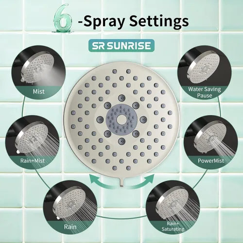 Miniatura 3 de SR SUN RISE Cabezal de ducha filtrado, cabezal de ducha de lluvia de alta presión con filtro de 20 etapas, 6 modos de pulverización para suavizador