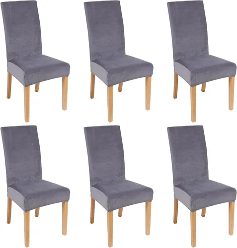 Miniatura 56 de smiry - Fundas para sillas de comedor de terciopelo elástico y suave, extraíbles, Terciopelo, Beige