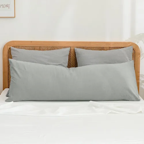 Miniatura 42 de BESTOUCH 100% Algodón Lavado Funda de Almohada para Cabello y Piel, Sensación de Lino, Suave, Cómoda, Transpirable, Juego de 2 Fundas de Almohada