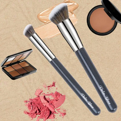 Miniatura 3 de Juego de 2 brochas de maquillaje para base, para difuminar, pulir, líquido, crema