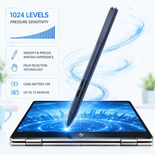 Miniatura 5 de Lápiz óptico para HP Omnibook, sensibilidad a la presión 1024 con rechazo de palma y soporte de inclinación, lápiz digital activo para pantalla