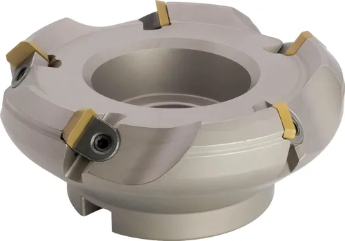 Miniatura 7 de Molino de cara indexable (carcasa) de 2" 45°, diámetro del orificio del eje de 3/4", 3 flautas, con 3 piezas de inserciones de carburo SEAN42