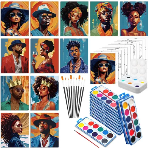 Miniatura 9 de Ctosree 12 juegos de lienzo predibujado para pintar adultos, kit de sorbo y pintura, lienzo preimpreso a granel para Pascua, Día de la Madre