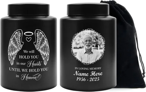 Miniatura 25 de Urna personalizada para cenizas humanas, contenedor de cenizas de cremación con foto personalizada con retrato, urna conmemorativa funeraria