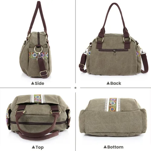 Miniatura 4 de Bolso de mano de lona para mujer, bolso cruzado vintage resistente