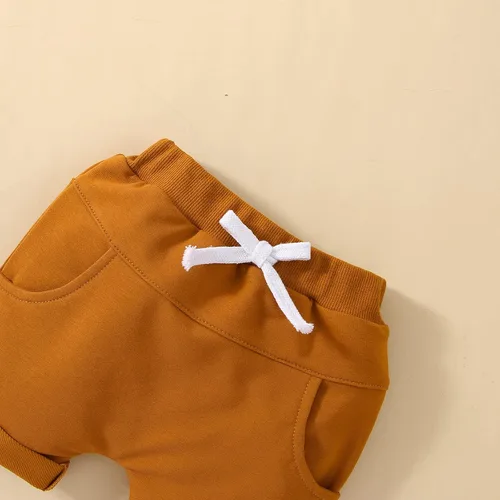 Miniatura 41 de Conjunto de ropa casual de manga corta con botones y pantalones cortos de lino para bebés y niños pequeños
