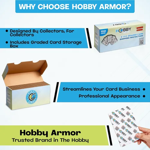 Miniatura 5 de Hobby Armor - Paquete de 100 protectores de envío de tarjetas coleccionables graduadas, 4 x 6 pulgadas con esquinas redondeadas, protector