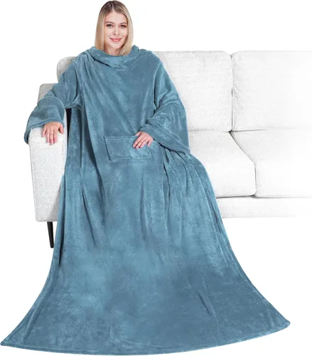 Miniatura 11 de PAVILIA Wearable Blanket with Sleeves for Adult Women Men, Cozy Fleece Warm Wrap Throw with Arms, Gifts for Christmas, Wife