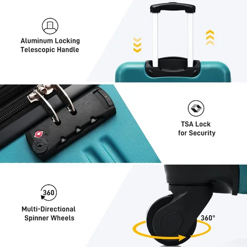 Miniatura 389 de Merax Juegos de equipaje de mano en maleta aprobada por aerolíneas, estuche rígido con ruedas giratorias expandibles, Negro
