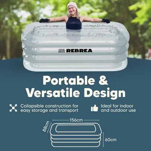 Miniatura 5 de Bañera hinchable de hielo - XL Transparente - Bañera de inmersión en hielo para terapia de agua fría - Bañera de inmersión fría portátil