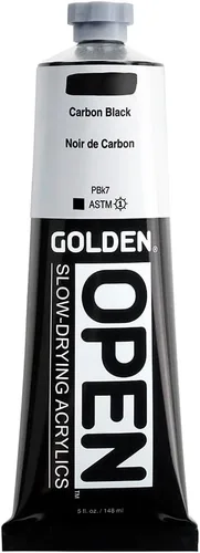 Miniatura 14 de GOLDEN OPEN Acrílicos de secado lento, negro hueso, tubo de 2 onzas líquidas, pintura acrílica profesional, semitransparente Hueso negro