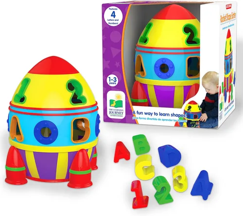 The Learning Journey Aprendizaje temprano - Clasificador de formas de cohete - Juguetes y regalos para niños y niñas a partir de 12 meses - Juguete