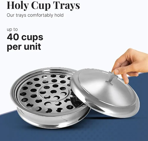 Miniatura 5 de Communion Ware - Juego de iglesia apilables, 2 bandejas de comunión con tapa y 2 platos de pan con tapa, 80 tazas incluidas, ideal para iglesias
