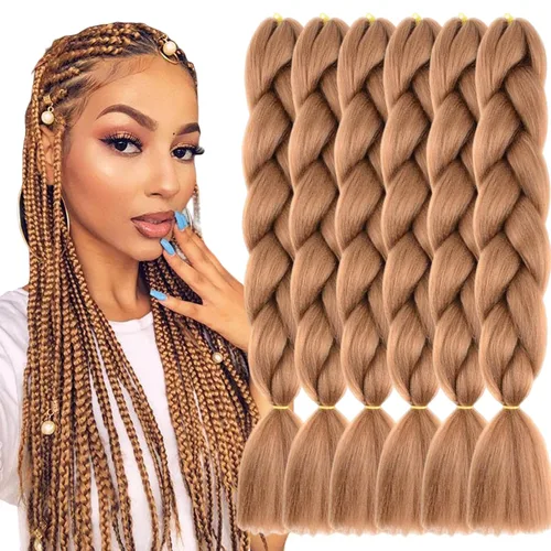 Miniatura 24 de 3 paquetes de extensiones de cabello sintético para trenzar de color negro a azul, tamaño jumbo ombré, de 24 pulgadas o trenzas de ganchillo