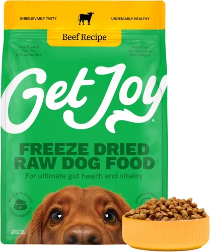 Miniatura 11 de Get Joy Bocadillos liofilizados de carne de res cruda, alta en proteínas sin cereales, mezclador y complemento de comida seca para perros