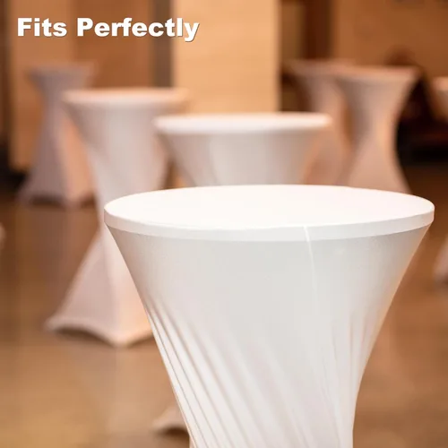 Miniatura 7 de uxcell 4 manteles redondos de cóctel de 24 x 43 pulgadas, mantel elástico Highboy de elastano, mesa alta ajustable para bar, fiesta de boda (negro)