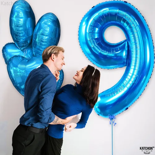 Miniatura 9 de KatchOn, Globo azul del número 9 de 50 pulgadas Globos azules del número 9 para cumpleaños Globos de 9º cumpleaños para decoraciones