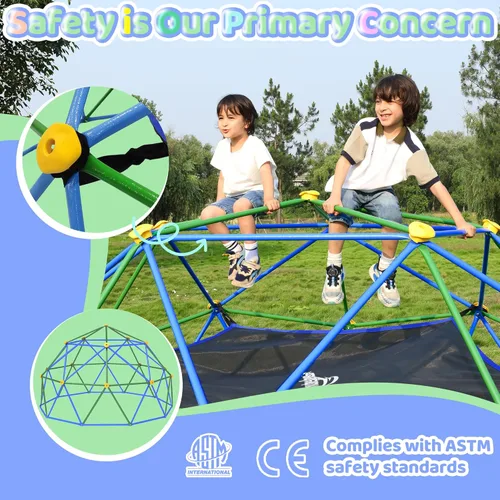 Miniatura 5 de Gardenature - Cúpula de escalada de 10 pies con hamaca, gimnasio de jungla al aire libre para niños, estructura de escalada geométrica con cúpula