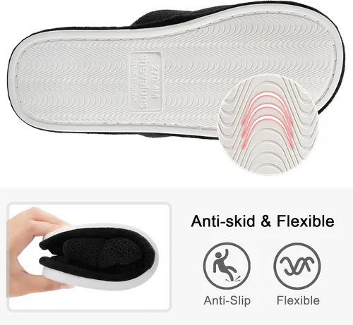 Miniatura 4 de shevalues Pantuflas de tela de rizo con punta abierta para mujer espuma viscoelástica para casa
